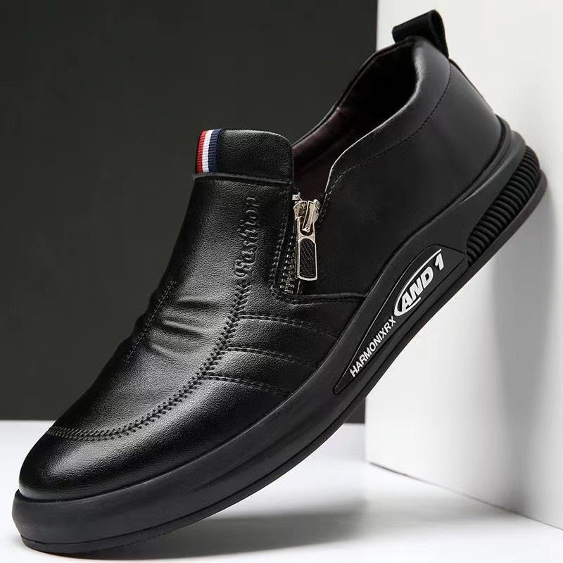 Boss Elite Luxe - Mocassins Urbanos ZIP de Couro Masculino