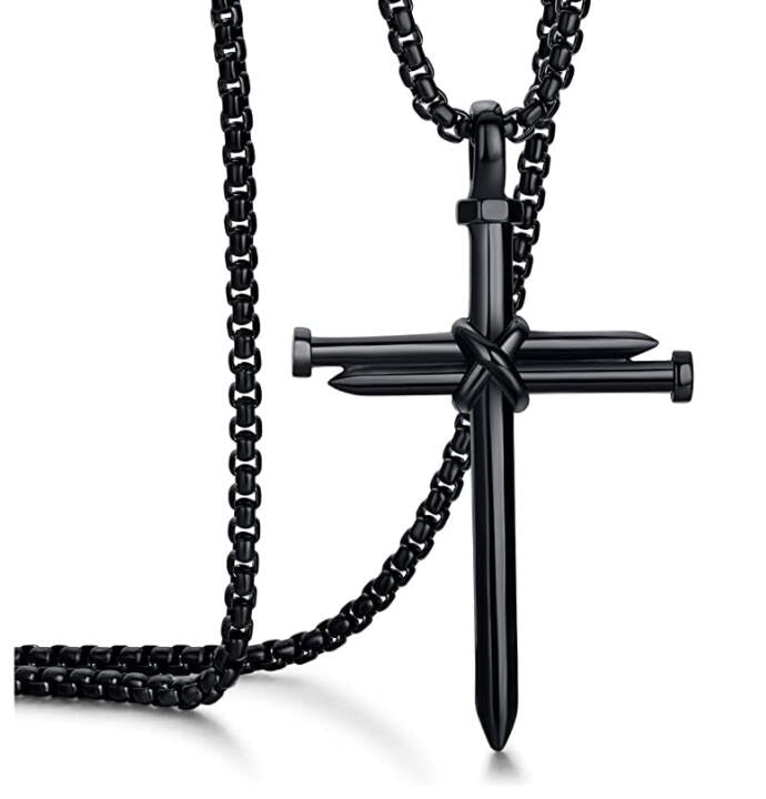 Crucifixo Estelar Negro - Joia Masculina em Aço Inoxidável original Big BOSS