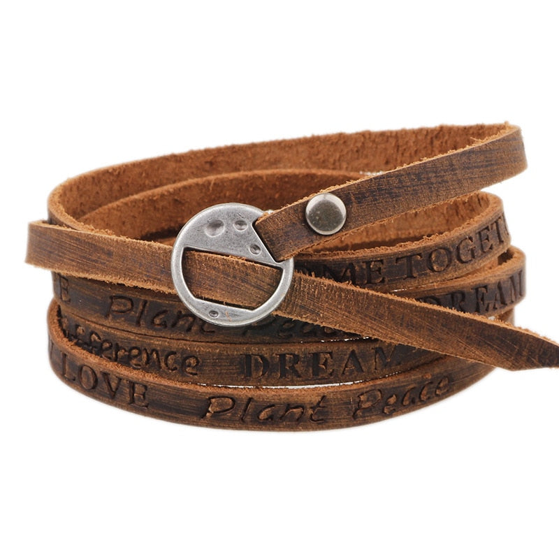 Big BOSS Pulseira Boho em Couro Autêntico