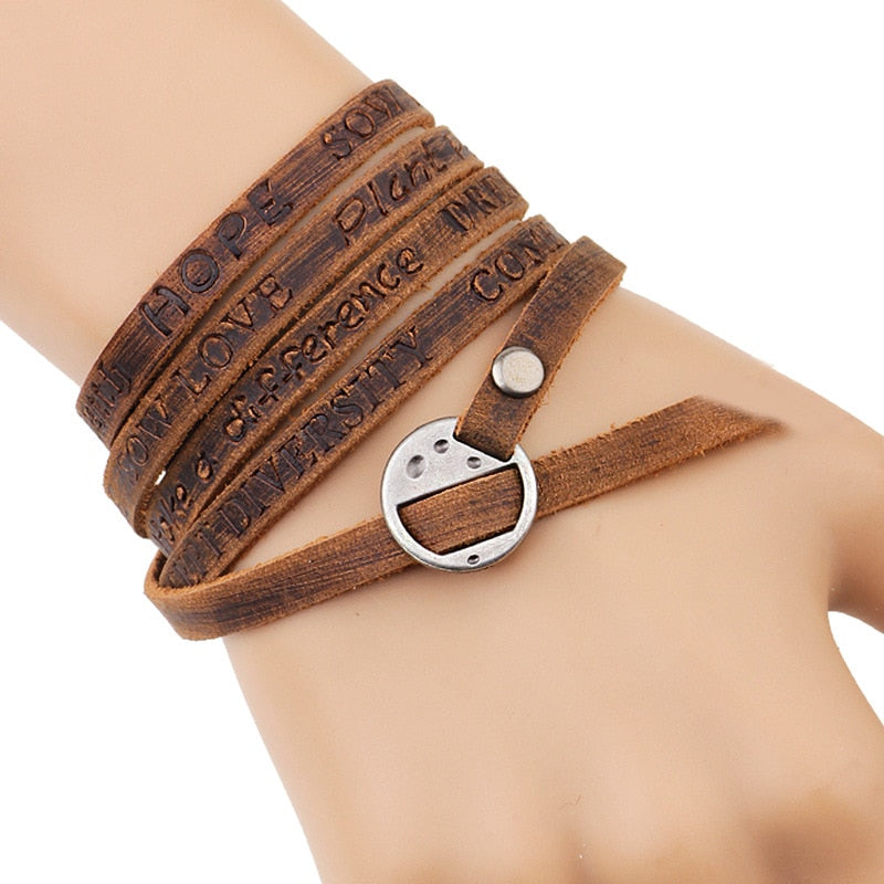 Big BOSS Pulseira Boho em Couro Autêntico